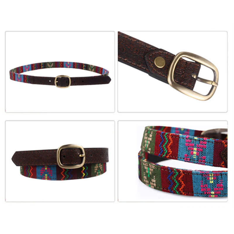 Women's Charming Aztec Embroidery Ethnic Leather Belt - Image 4