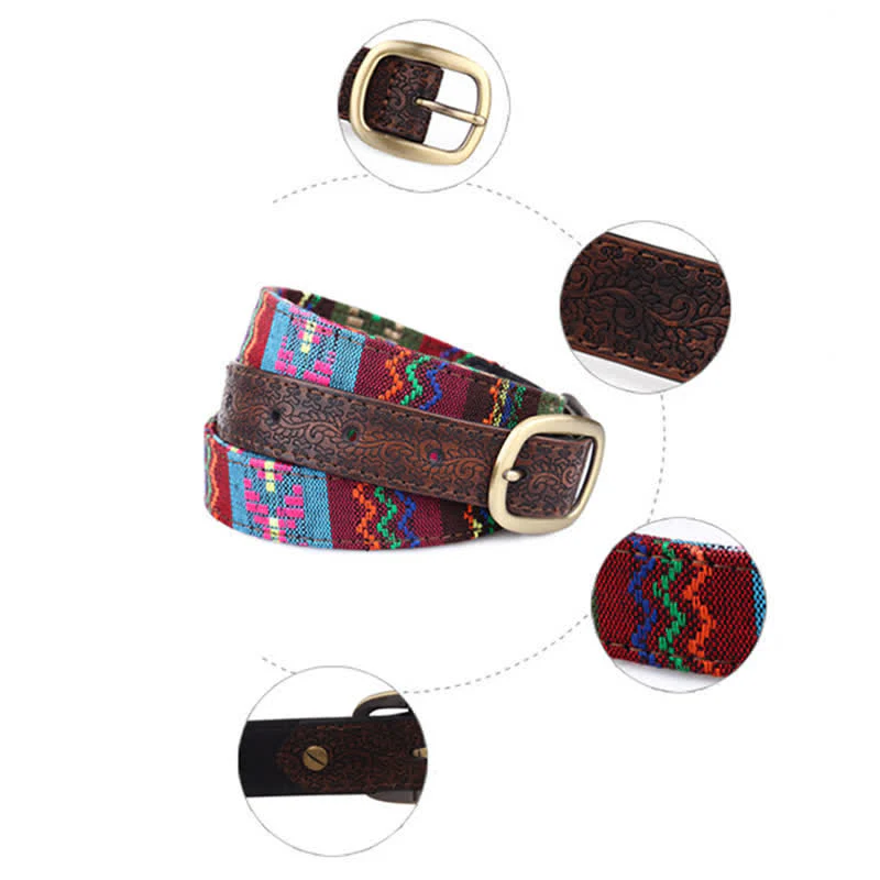 Women's Charming Aztec Embroidery Ethnic Leather Belt - Image 5