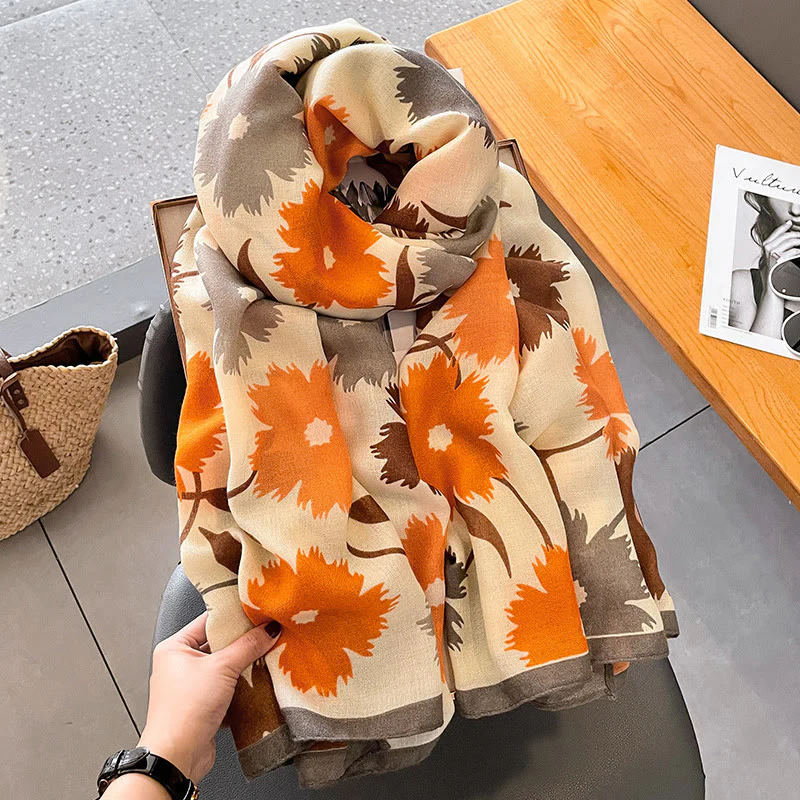 Women's Chic Floral Print Multi-Color Versatile Lightweight Scarf - Image 6