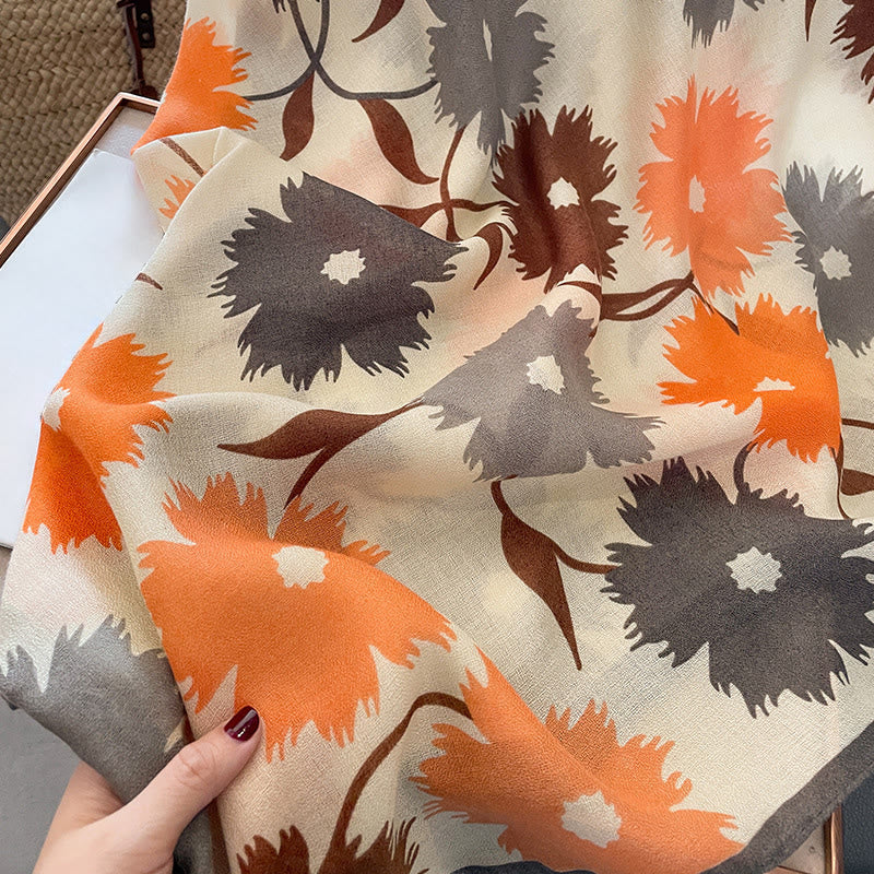 Women's Chic Floral Print Multi-Color Versatile Lightweight Scarf - Image 8