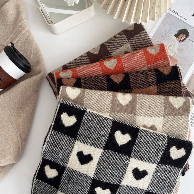 Women's Chunky Love Plaid Double-Sided Scarf - Image 3