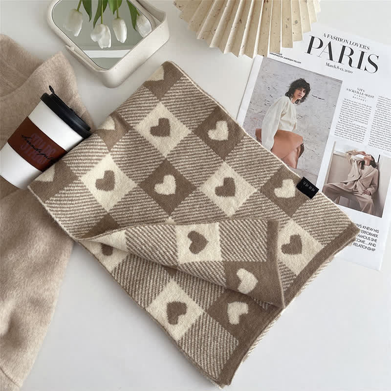 Women's Chunky Love Plaid Double-Sided Scarf - Image 8