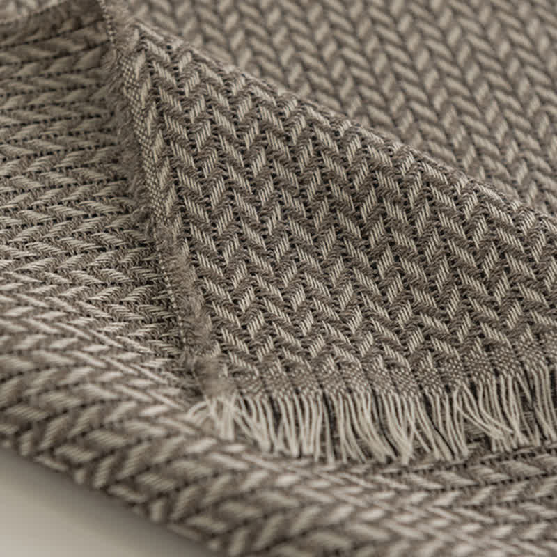 Women's Chunky Simple Herringbone Tassel Scarf - Image 11