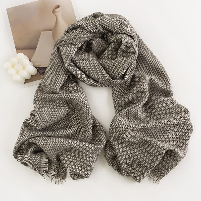 Women's Chunky Simple Herringbone Tassel Scarf - Image 3