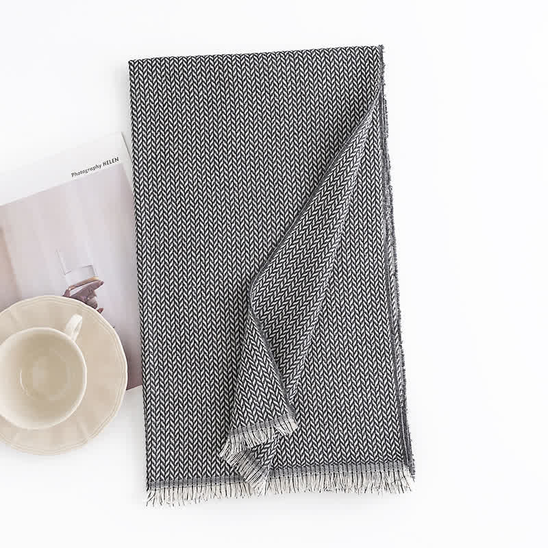 Women's Chunky Simple Herringbone Tassel Scarf - Image 6
