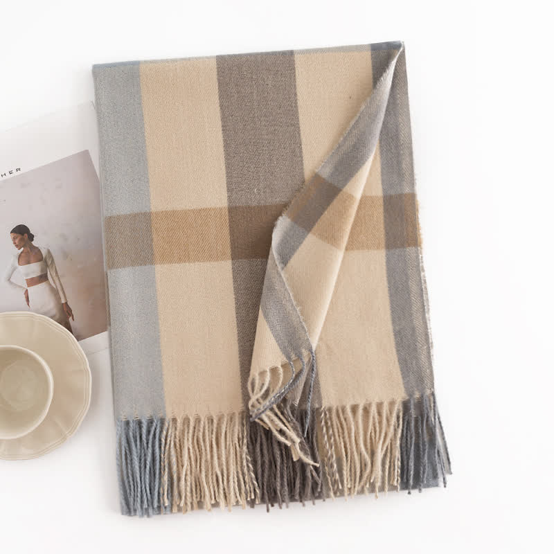 Women's Classy Plaid Imitation Cashmere Scarf - Image 13