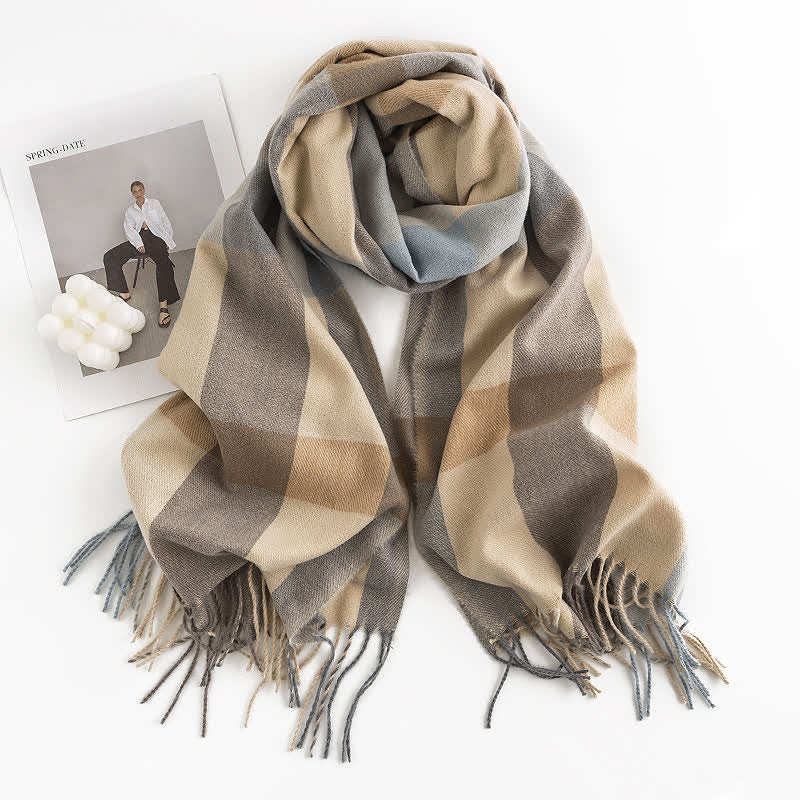 Women's Classy Plaid Imitation Cashmere Scarf - Image 8