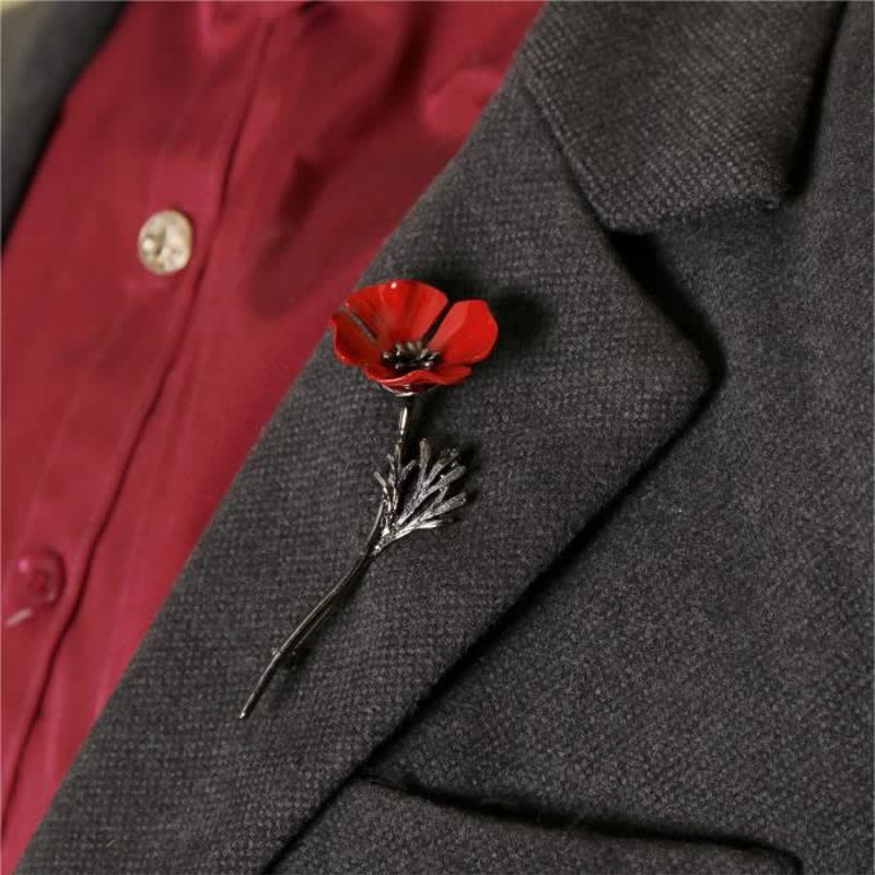 Women's Classy Red Poppy Flower Brooch - Image 2
