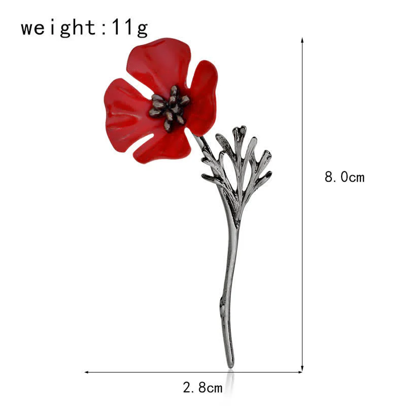 Women's Classy Red Poppy Flower Brooch - Image 5