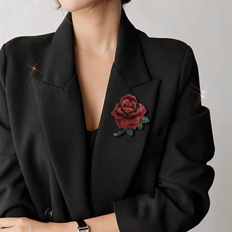 Women's Classy Rose Rhinestone Brooch - Image 2