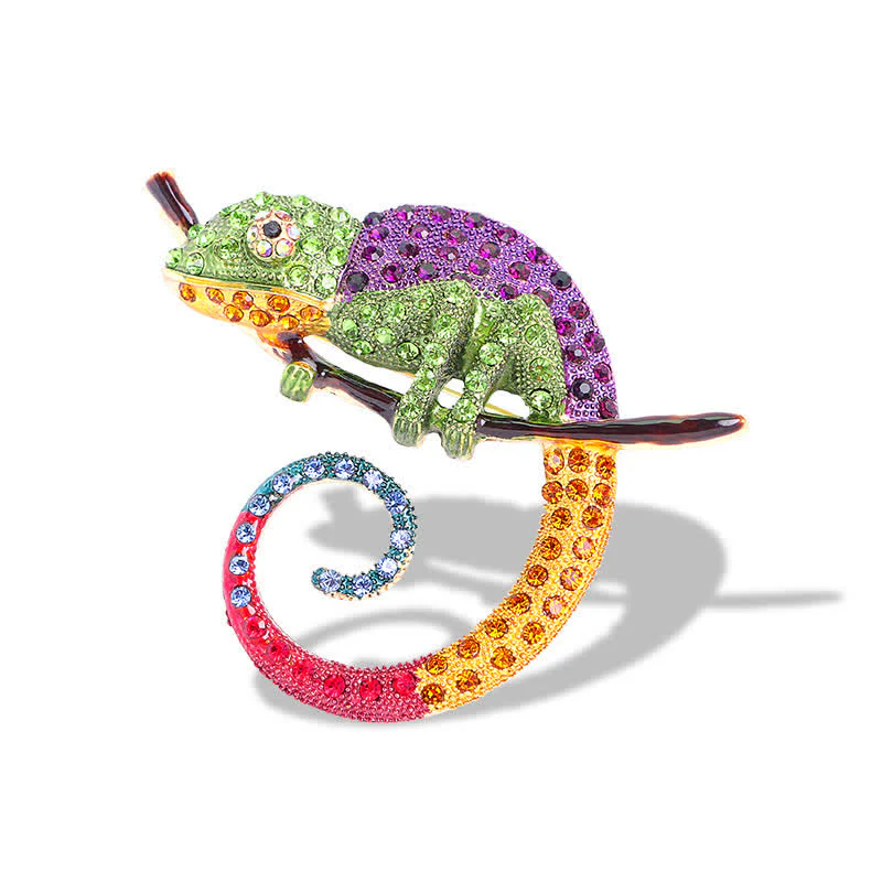 Women's Colorful Chameleon Lizard Brooch - Image 10