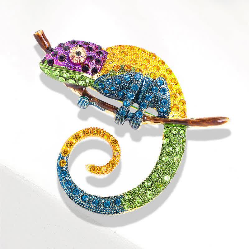 Women's Colorful Chameleon Lizard Brooch - Image 6