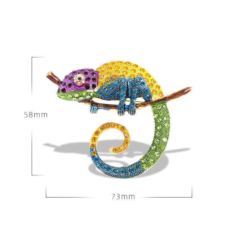 Women's Colorful Chameleon Lizard Brooch - Image 9