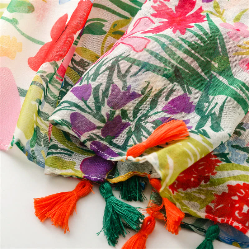 Women's Colorful Floral Printed Lightweight Thin Scarf - Image 8