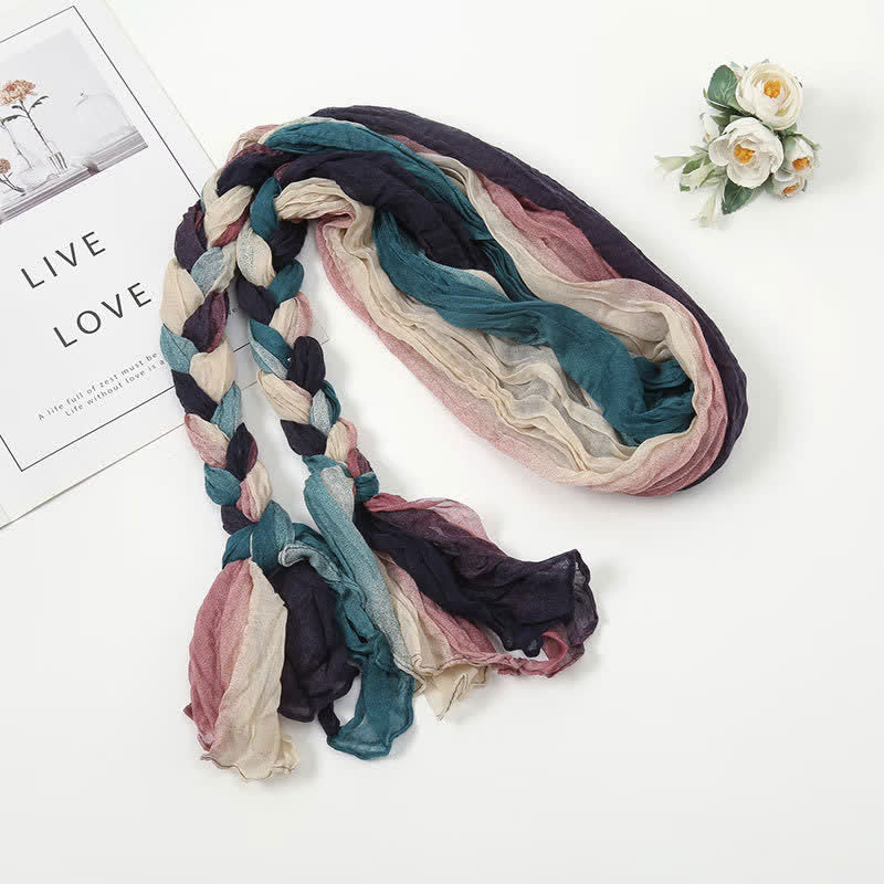 Women's Colorful PHeadband Braided Twist Knotted leated Scarf - Image 5