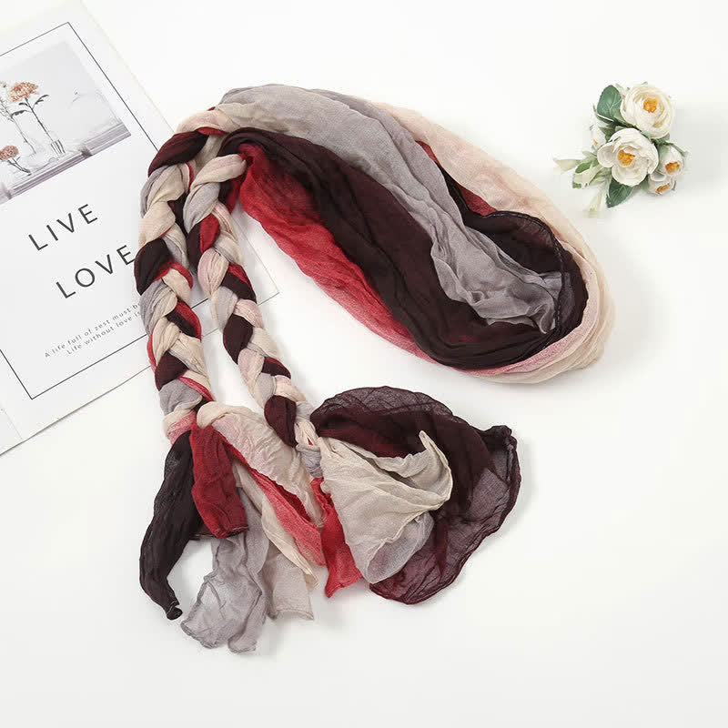 Women's Colorful PHeadband Braided Twist Knotted leated Scarf - Image 6