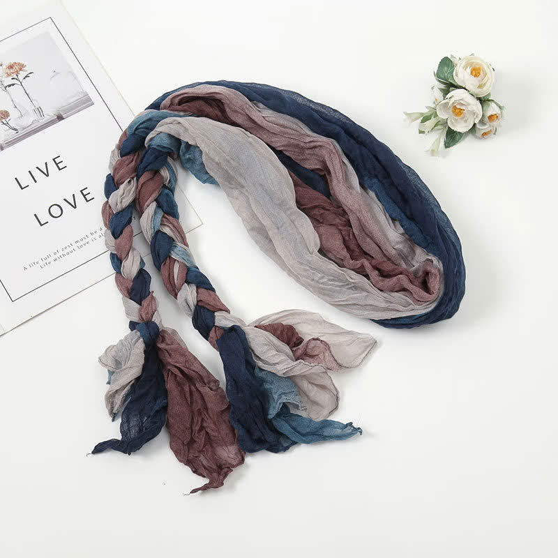 Women's Colorful PHeadband Braided Twist Knotted leated Scarf - Image 8