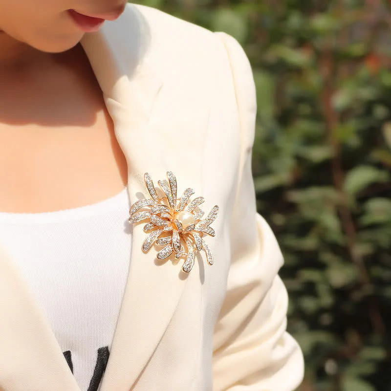 Women's Coralline Floral Pearl Brooch - Image 4