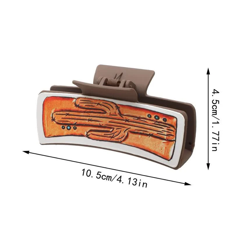 Women's Cowgirl Style Cactus Print Coffee Hair Claw Clip - Image 5