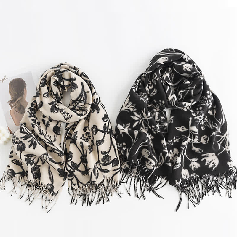 Women's Cream Sweet Flower Botanical Scarf - Image 5
