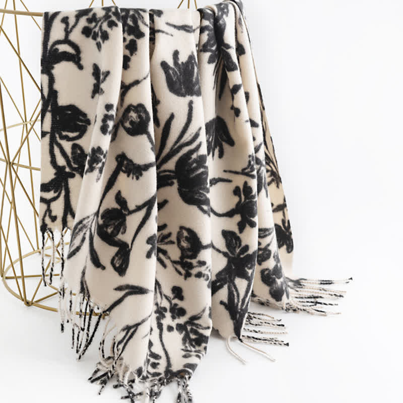 Women's Cream Sweet Flower Botanical Scarf - Image 8