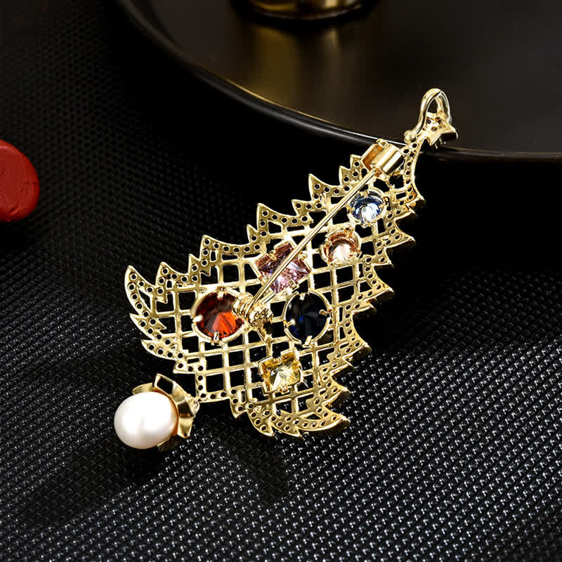 Women's Cubic Zirconia Multicolor Christmas Tree Brooch - Image 4