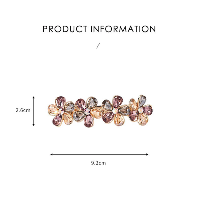 Women's Cute Crystal Flower Horizontal Hair Clip - Image 5