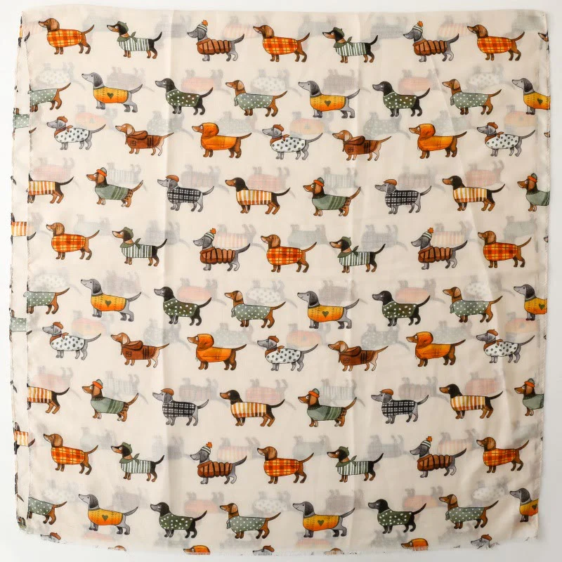 Women's Cute Dachshund Printed Lightweight Thin Scarf - Image 3