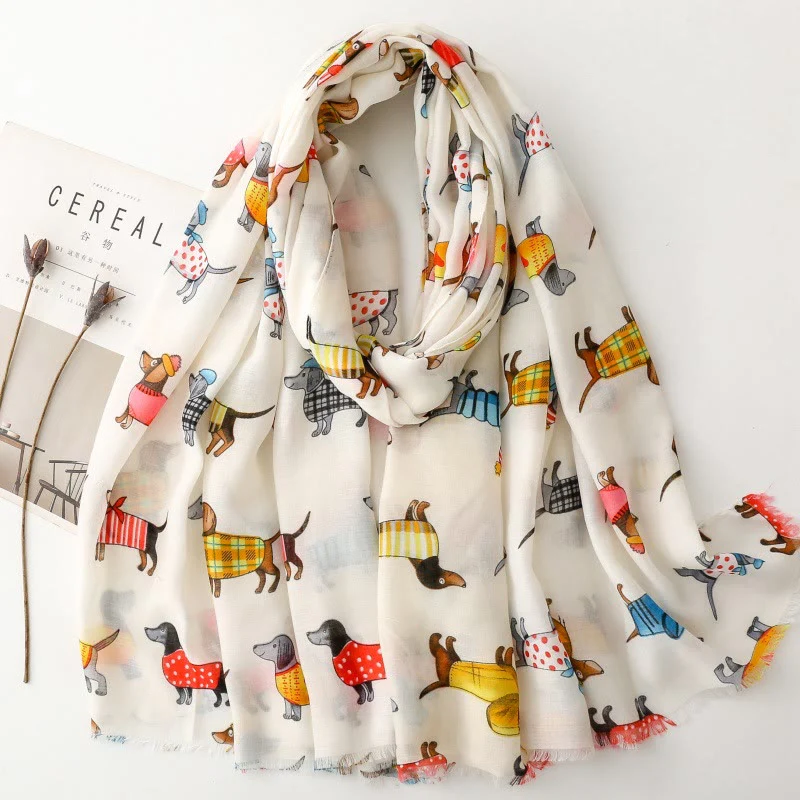 Women's Cute Dachshund Printed Lightweight Thin Scarf - Image 6