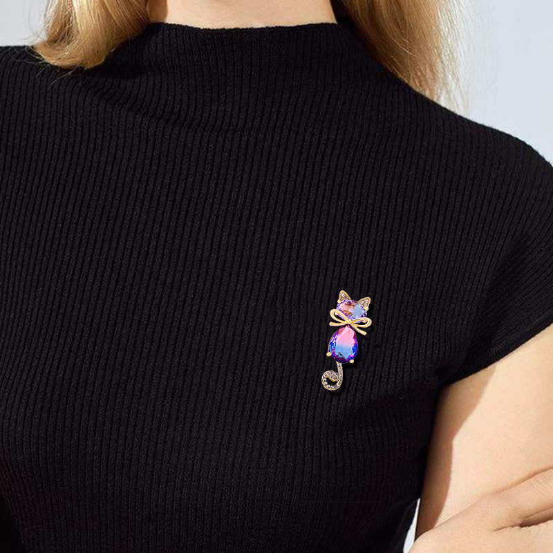 Women's Cute Kitty Rhinestone Brooch - Image 2