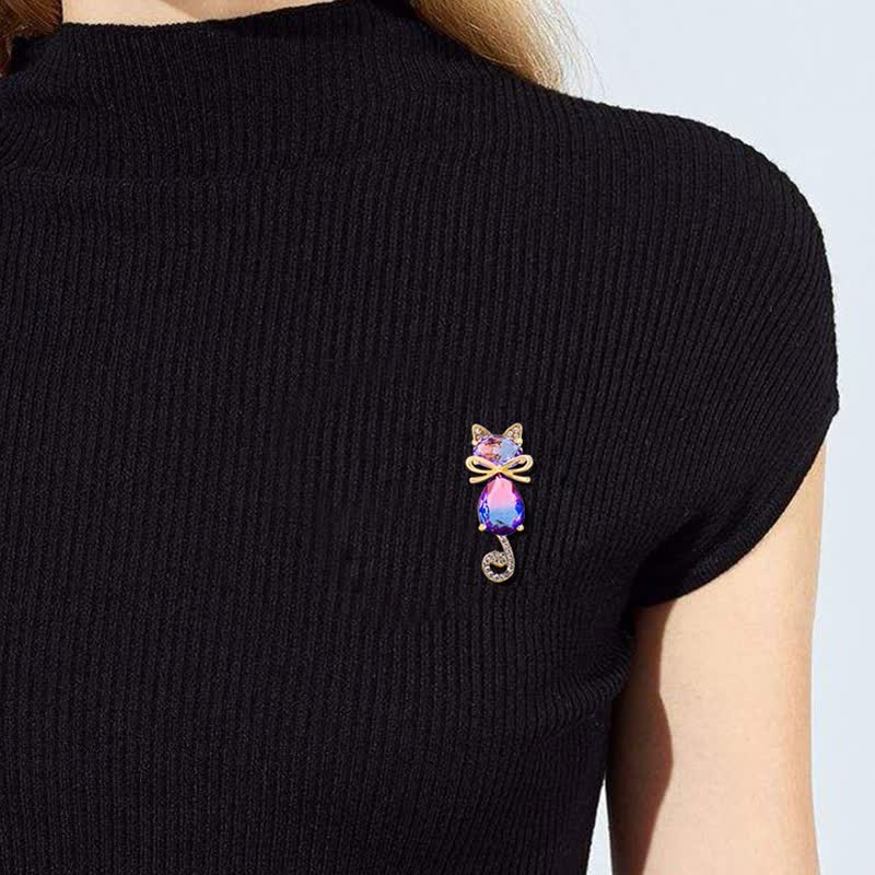 Women's Cute Kitty Rhinestone Brooch - Image 3