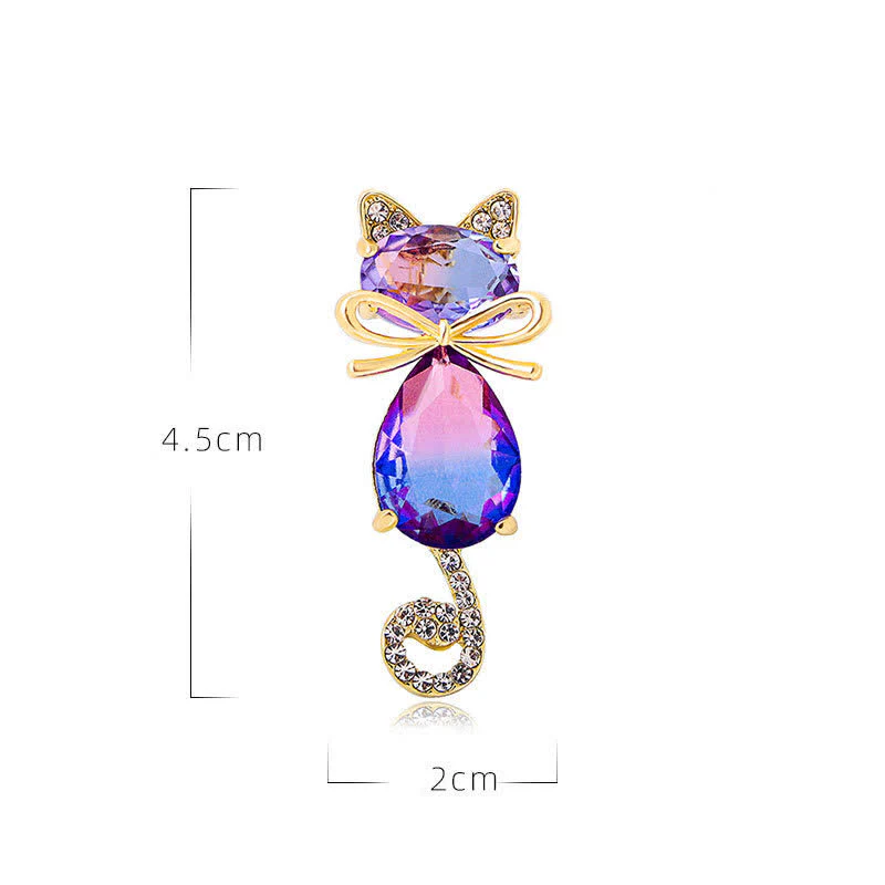 Women's Cute Kitty Rhinestone Brooch - Image 8