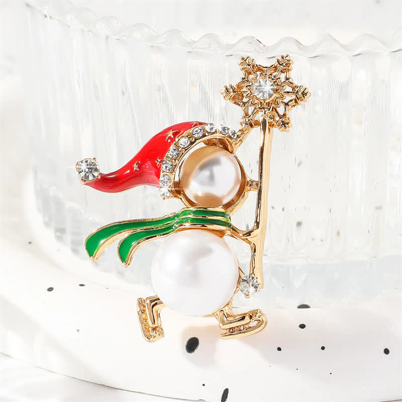 Women's Cute Snowman Red Santa's Hat Christmas Brooch - Image 4