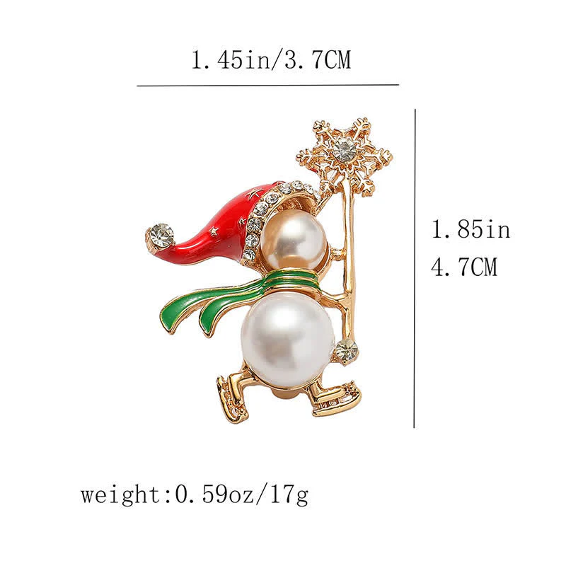 Women's Cute Snowman Red Santa's Hat Christmas Brooch - Image 5