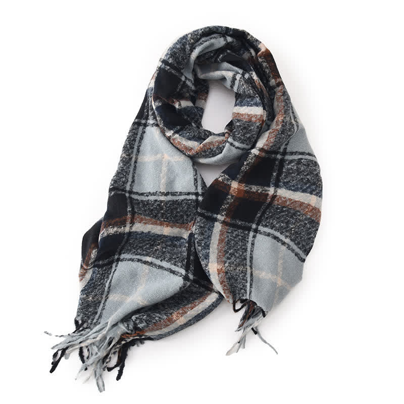 Women's Daily Knit Woven Tartan Checker Scarf - Image 5