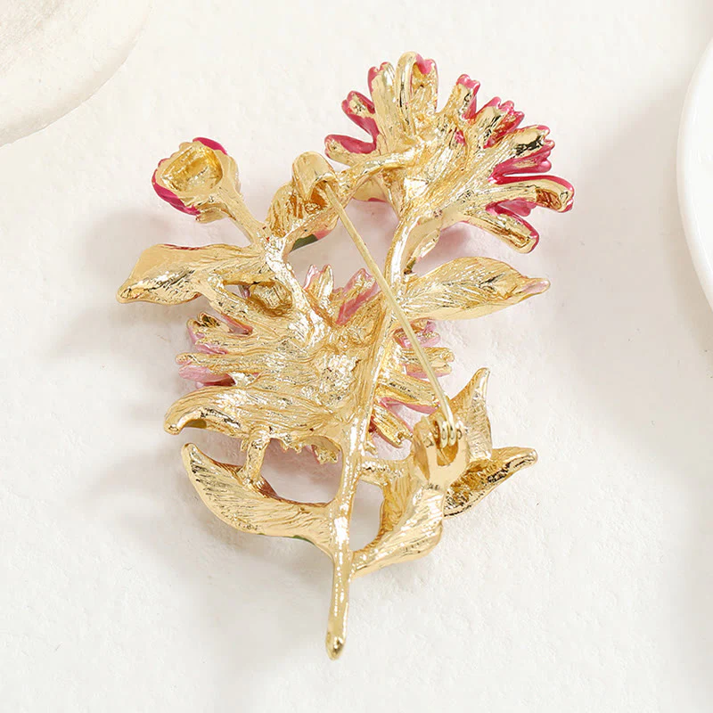 Women's Daisy Flower Bouquet Enamel Brooch - Image 3