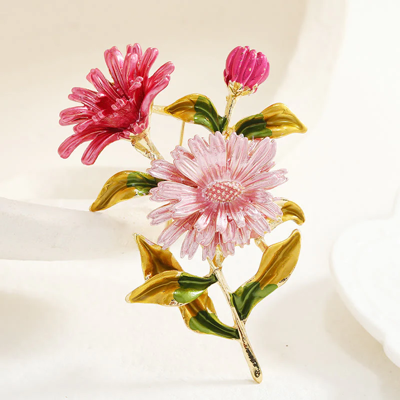 Women's Daisy Flower Bouquet Enamel Brooch - Image 6