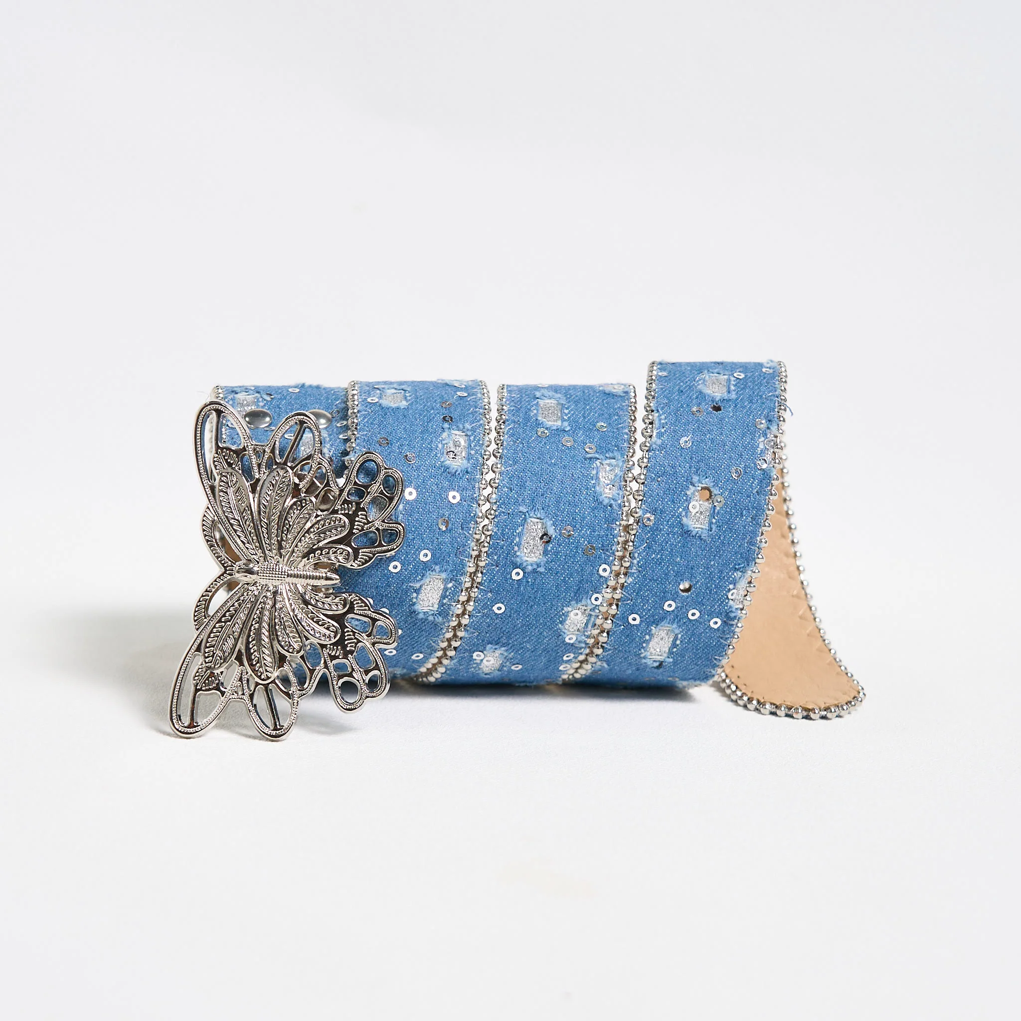 Women's Denim Butterfly Buckle Leather Belt - Image 4
