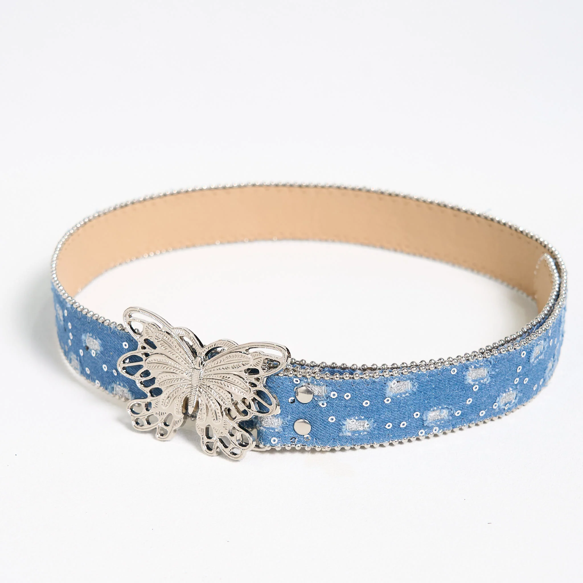 Women's Denim Butterfly Buckle Leather Belt - Image 5