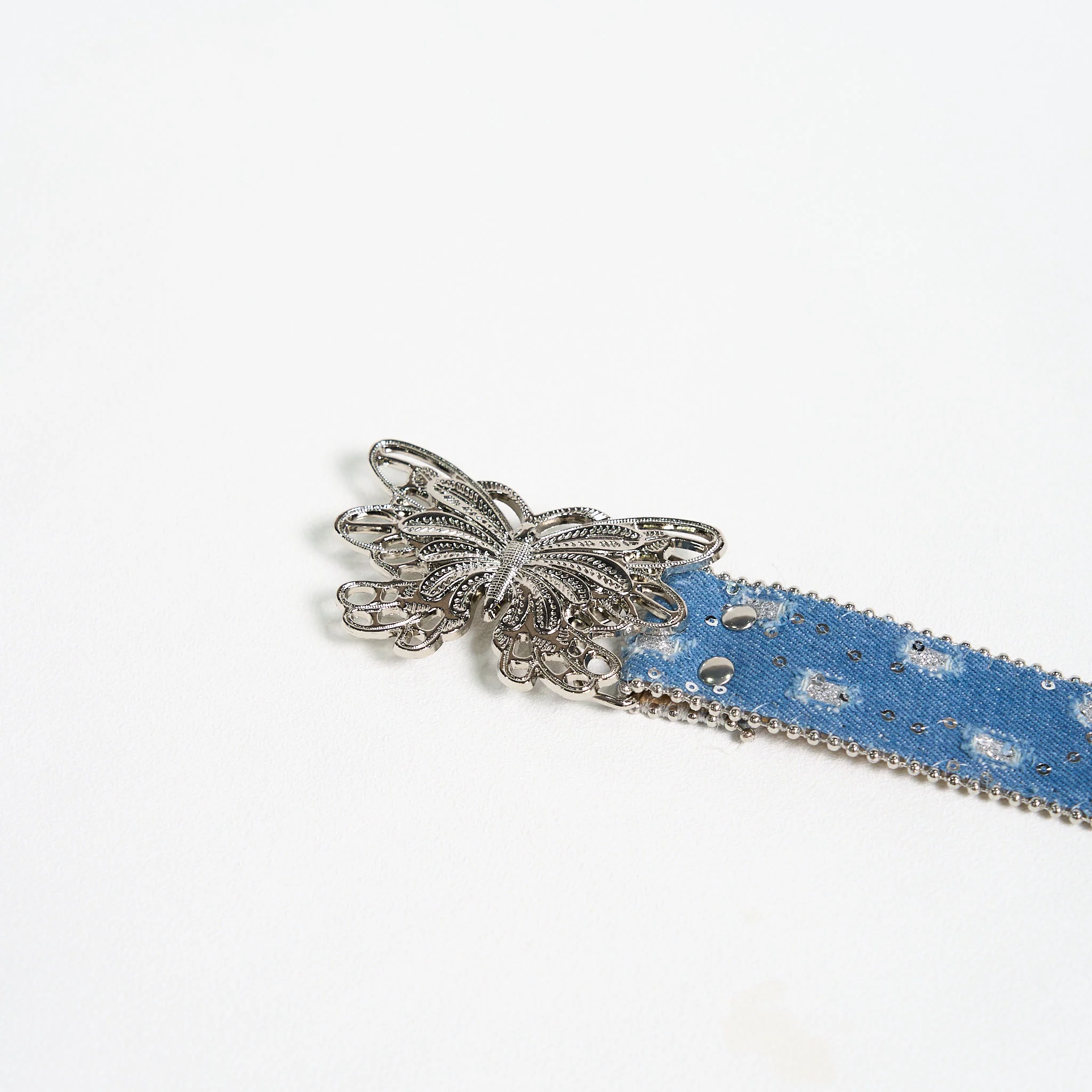 Women's Denim Butterfly Buckle Leather Belt - Image 7