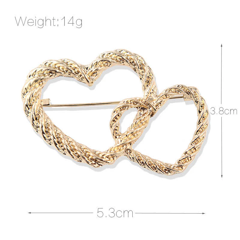 Women's Double Love Heart To Heart Brooch - Image 3
