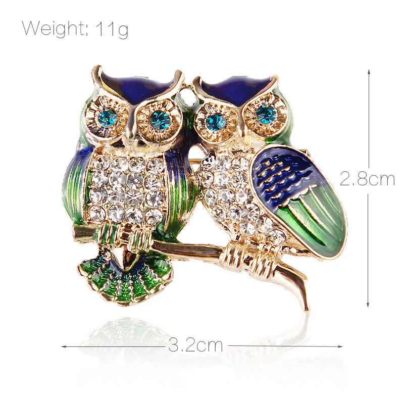 Women's Double Owls On Branch Brooch - Image 5