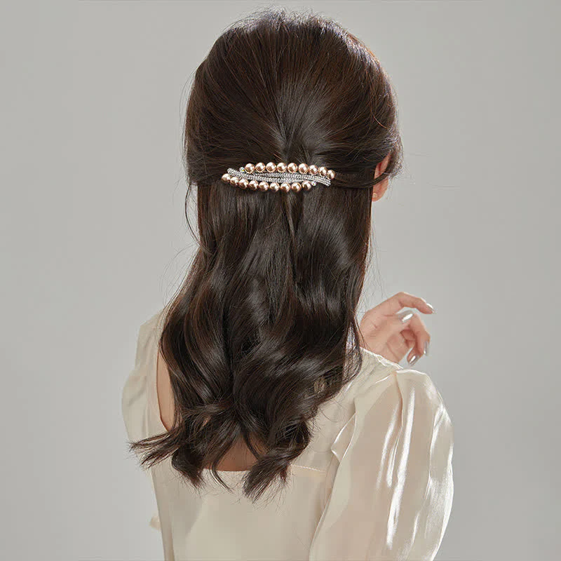 Women's Double-Row Faux Pearl Hair Clip - Image 2