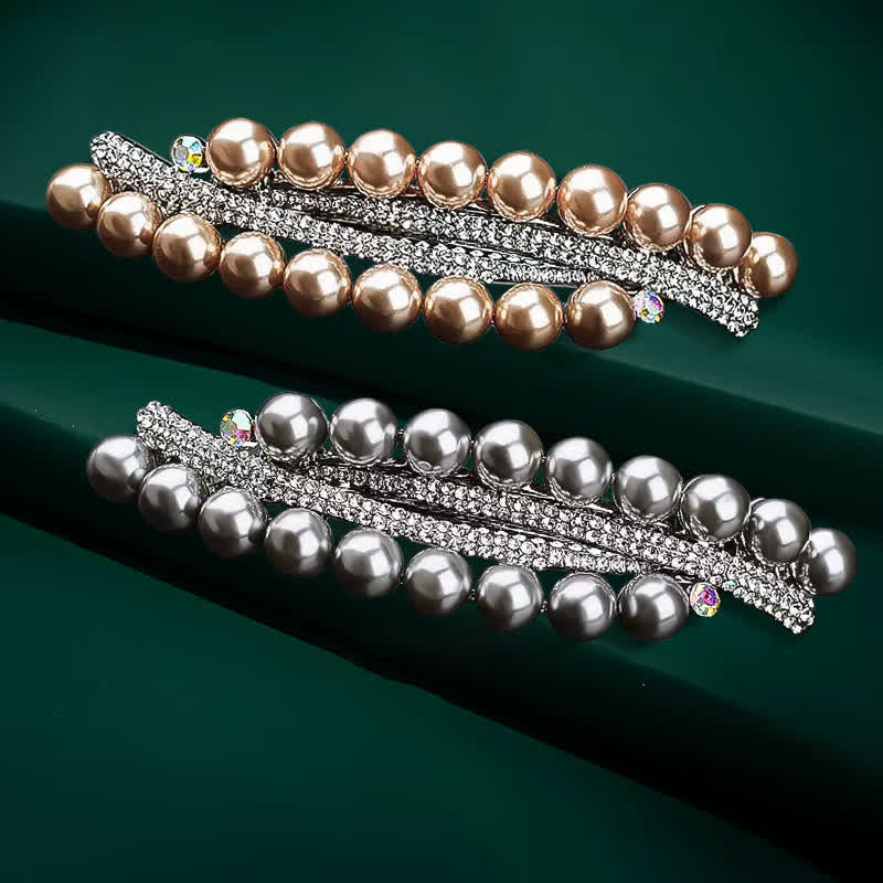 Women's Double-Row Faux Pearl Hair Clip - Image 4