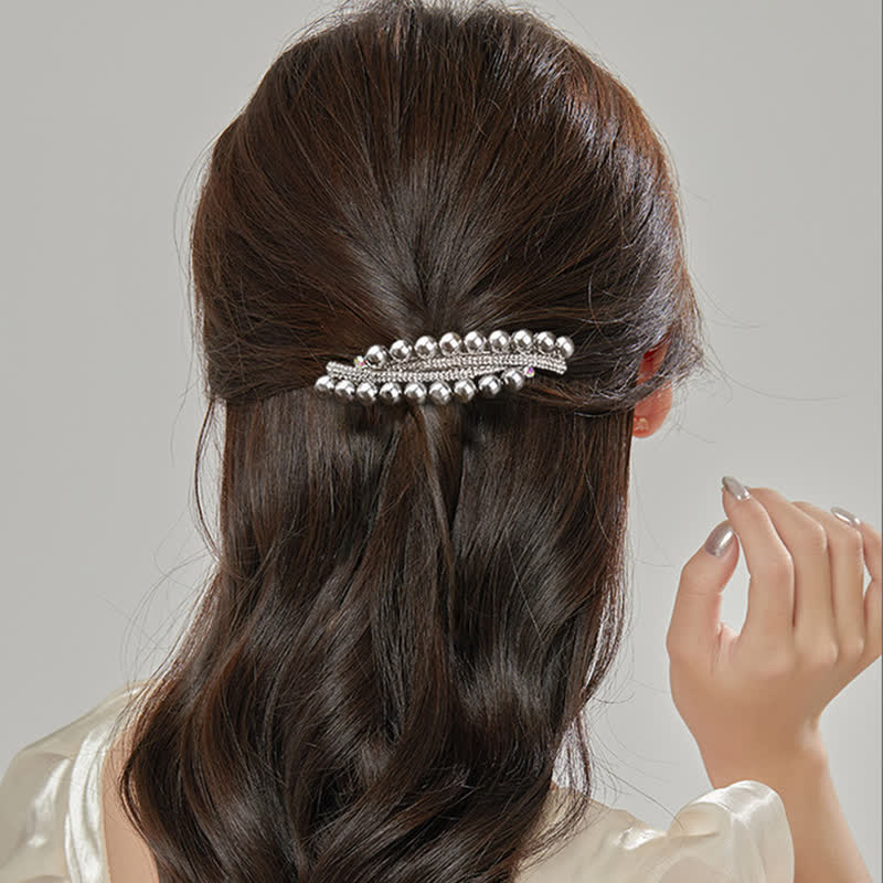 Women's Double-Row Faux Pearl Hair Clip - Image 8
