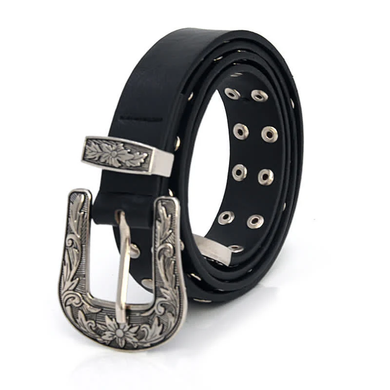 Women's Double Row Studded Rivets PU Leather Belt - Image 3