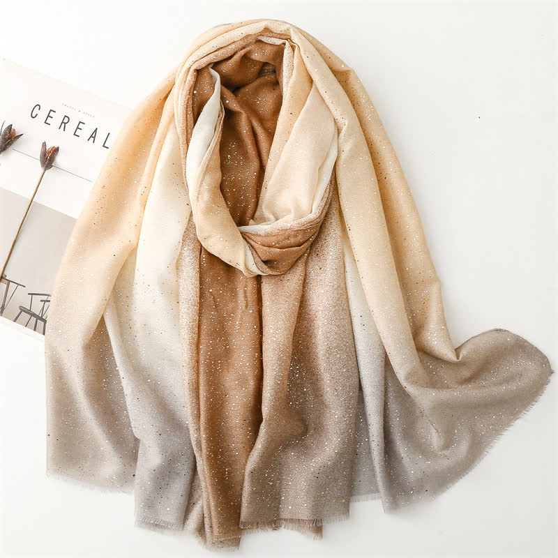 Women's Elegant Foil Printed Gradient Color Thin Scarf - Image 10