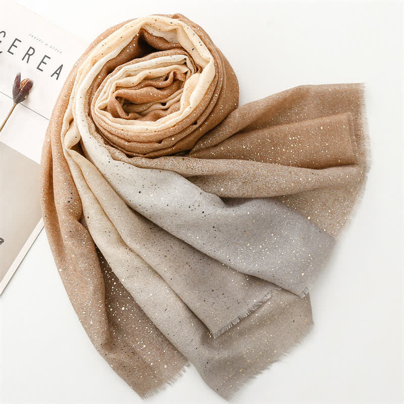 Women's Elegant Foil Printed Gradient Color Thin Scarf - Image 11