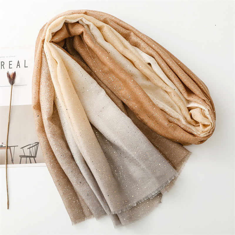 Women's Elegant Foil Printed Gradient Color Thin Scarf - Image 12