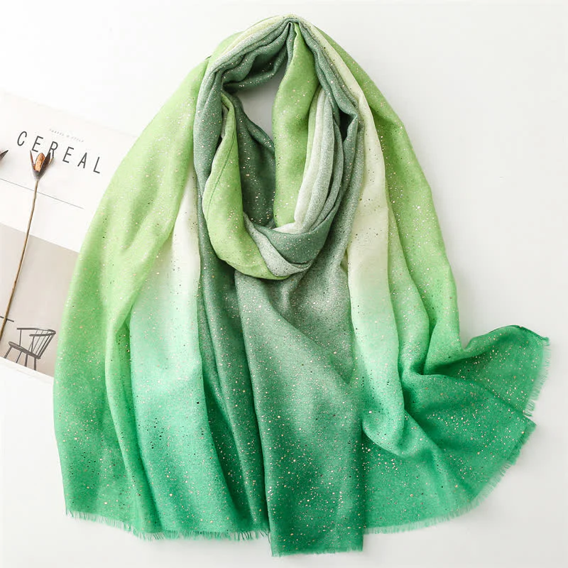 Women's Elegant Foil Printed Gradient Color Thin Scarf - Image 13